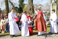 Ks. Rafał święci palmy